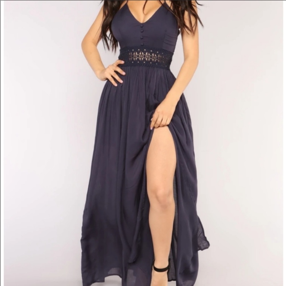Blue fashion nova spaghetti strap maxi dress